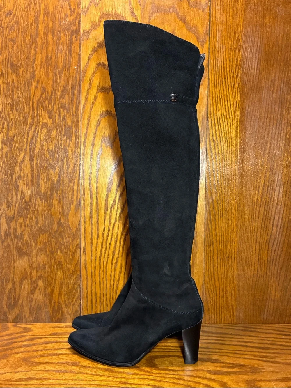 Nalini Italy Made Over-the-Knee Pointed Toe Black Suede Boots EU 38.5 US 8-8.5